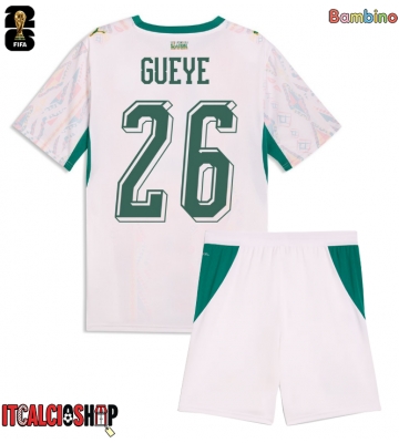 Senegal Pape Gueye #26 Prima Maglia Bambino Mondiali 2026 Manica Corta (+ Pantaloni corti)